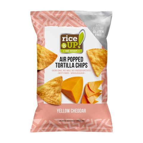 Rice Up Popped Tortilla chips Yellow Cheddar